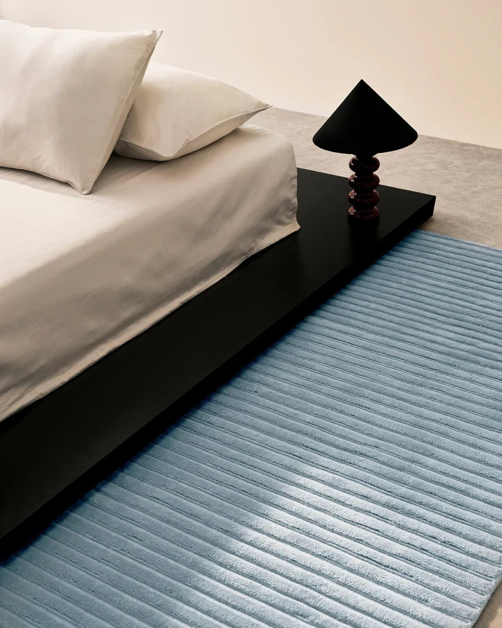 blue woolen Hand Tufted Carpet bedroom kitchen hall gallery