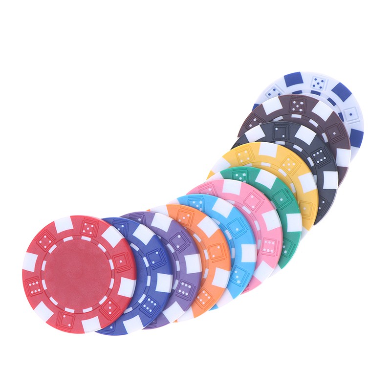 10Pcs ABS Plastic Poker Chips Casino Texas Hold'em Poker Metal Coins 11.5g Chips gallery