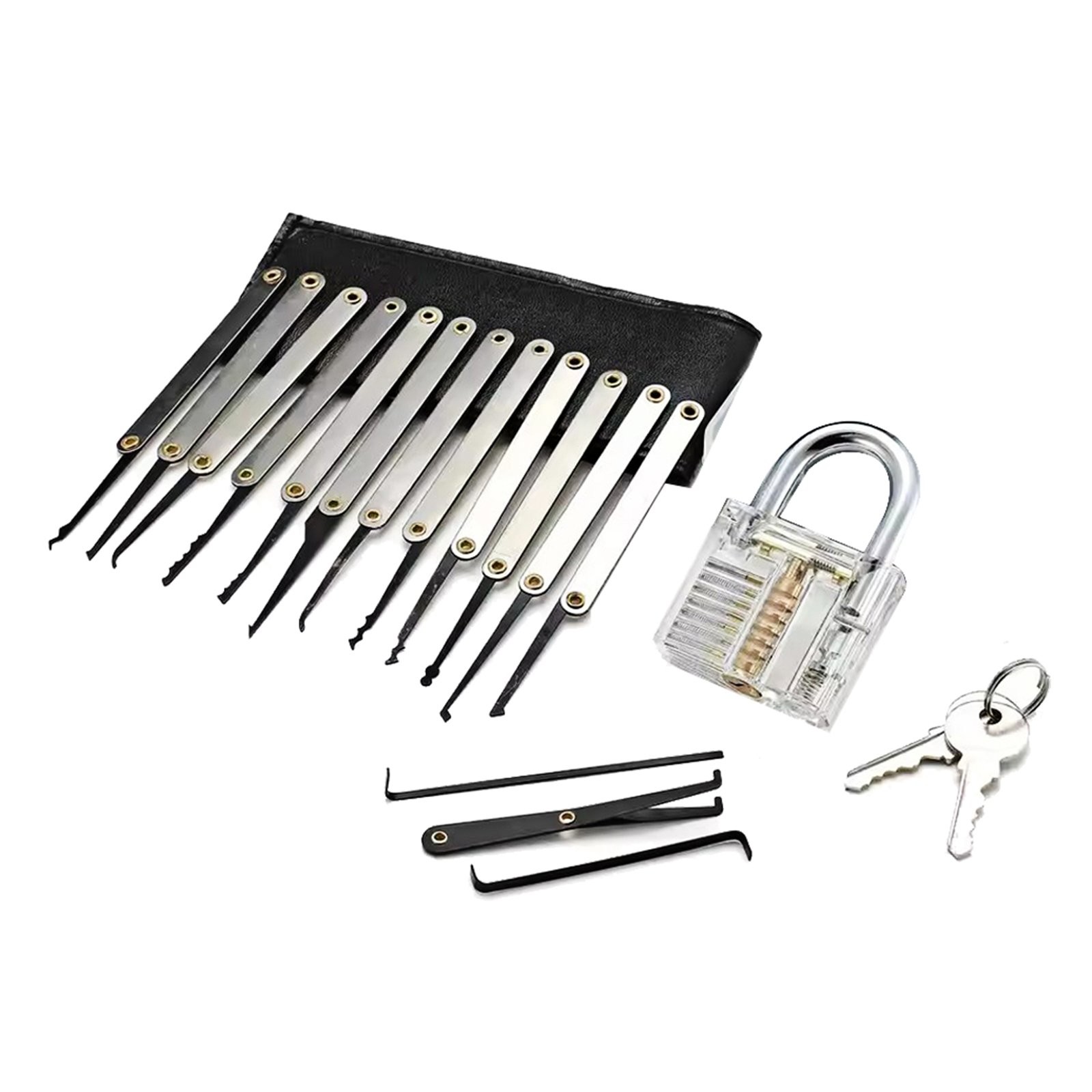Stainless-Steel-ABS-15in1-Multi-functional-Key-Pick-Tool-Set-Transparent-Design gallery
