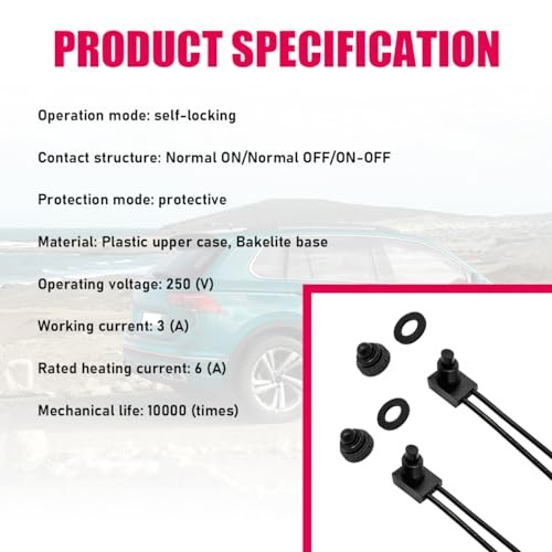 2 PCS Waterproof Push Button Switch 12V On/Off, EP-107 On/Off SPST Switch with gallery