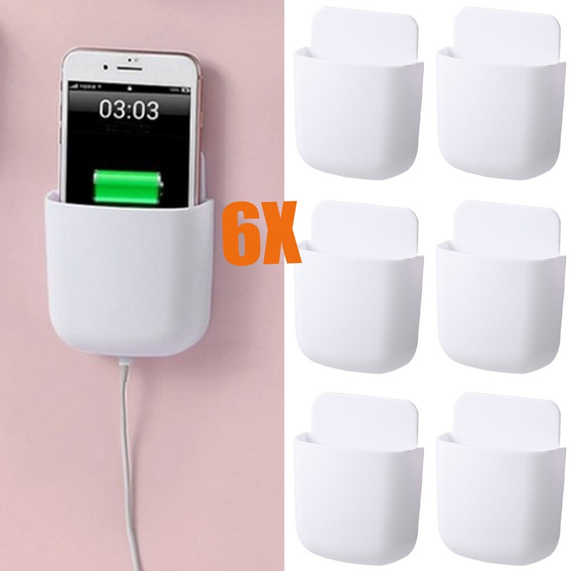 6pcs Wall Mounted Smart TV Remote Control Holder Home Offices Organiser Case Wh gallery
