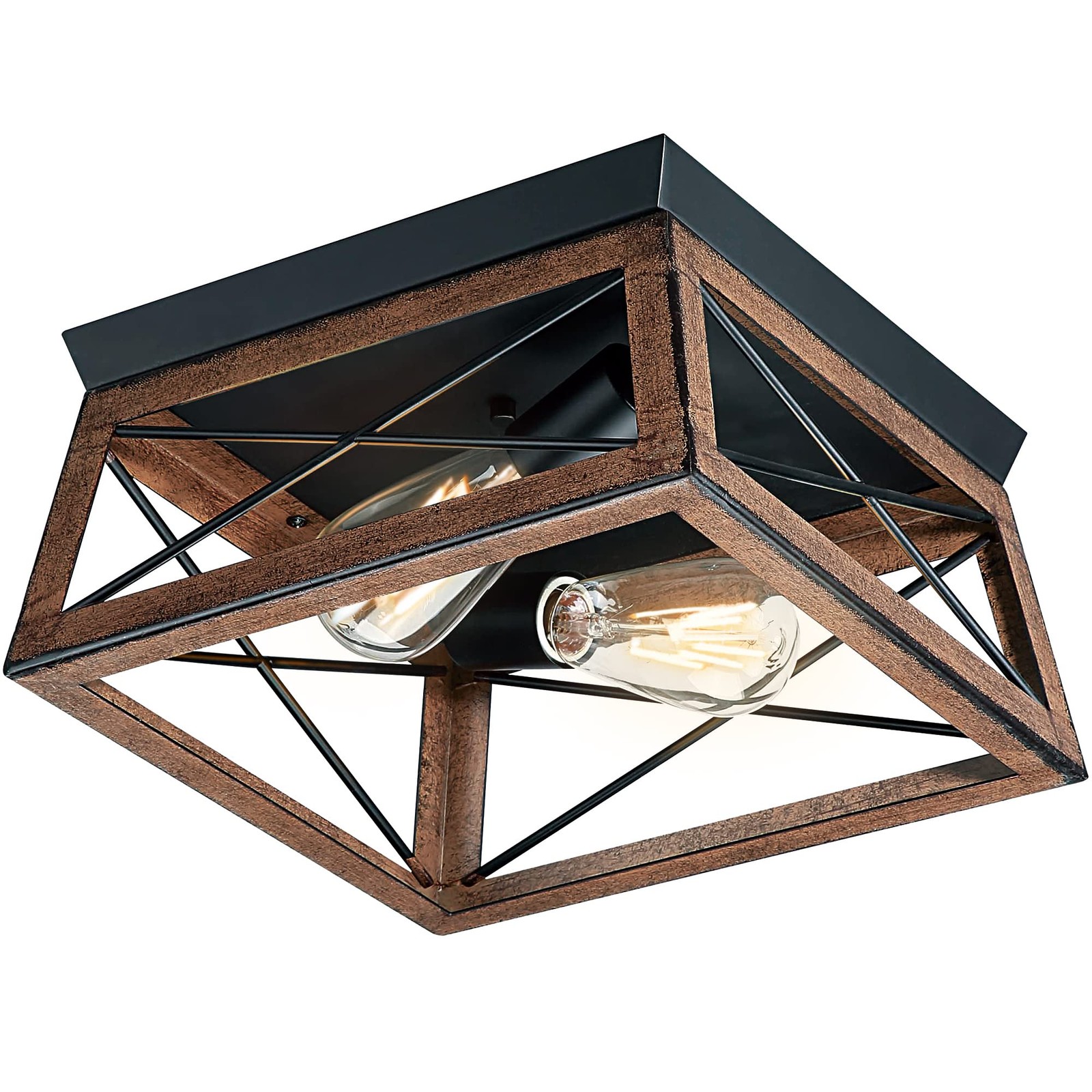 Farmhouse Flush Mount Ceiling Light Fixture, Outdoor Porch Ceiling Lights, Ru... gallery