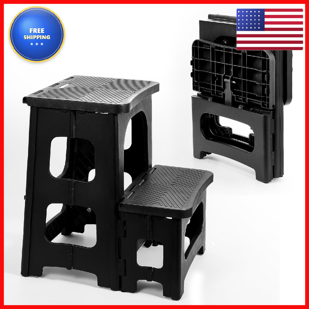 Ligebul 2-Step Stool Foldable Plastic Steps Stool Folding Step Ladder Two Step