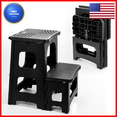 Ligebul 2-Step Stool Foldable Plastic Steps Stool Folding Step Ladder Two Step