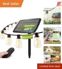 Outdoor Solar String Lights Waterproof 24 LED 48+6ft Patio Garden Patio