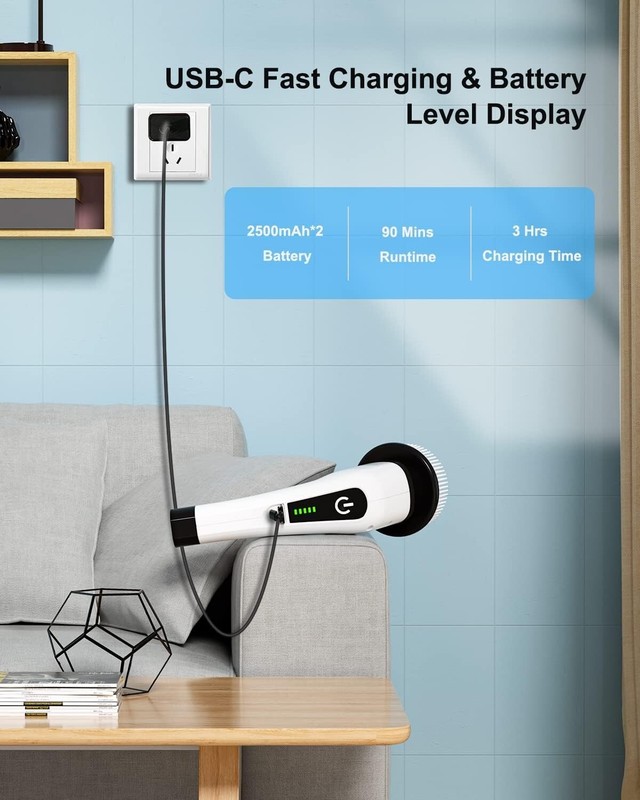 Waterproof Electric Spin Scrubber - Effortless Cleaning with 90 Min Battery Life gallery