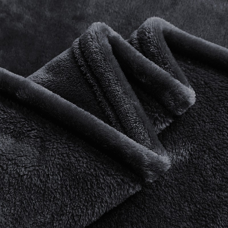 Black Mink Fleece Throws Super Soft Reversible Twin Queen Size Sofa Bed Blanket gallery