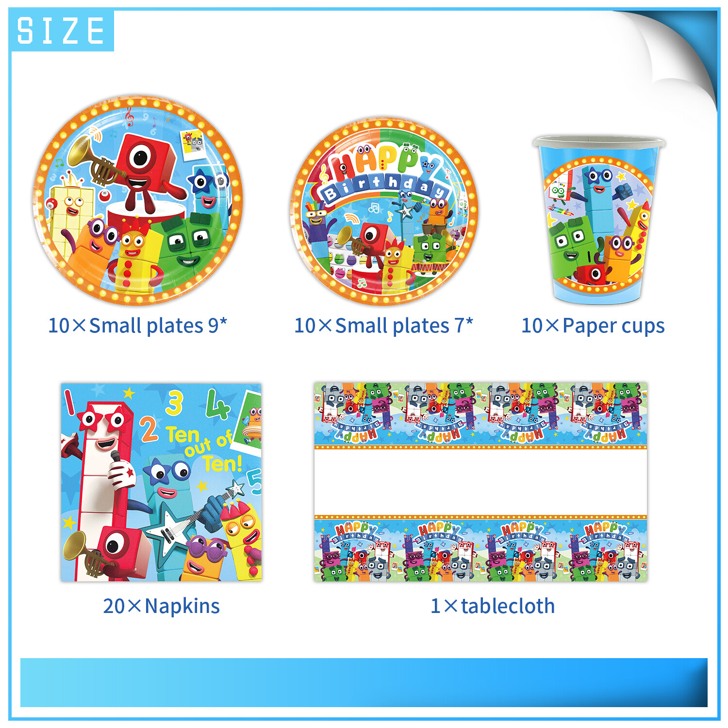 Numberblocks Birthday Decor Party Supplies Set Plates Cups Tablecloth Napkins gallery