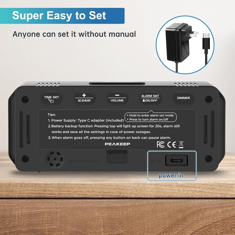 Digital Alarm Clock for Bedrooms - Plug in Electric Clock Big Numbers for Desk gallery