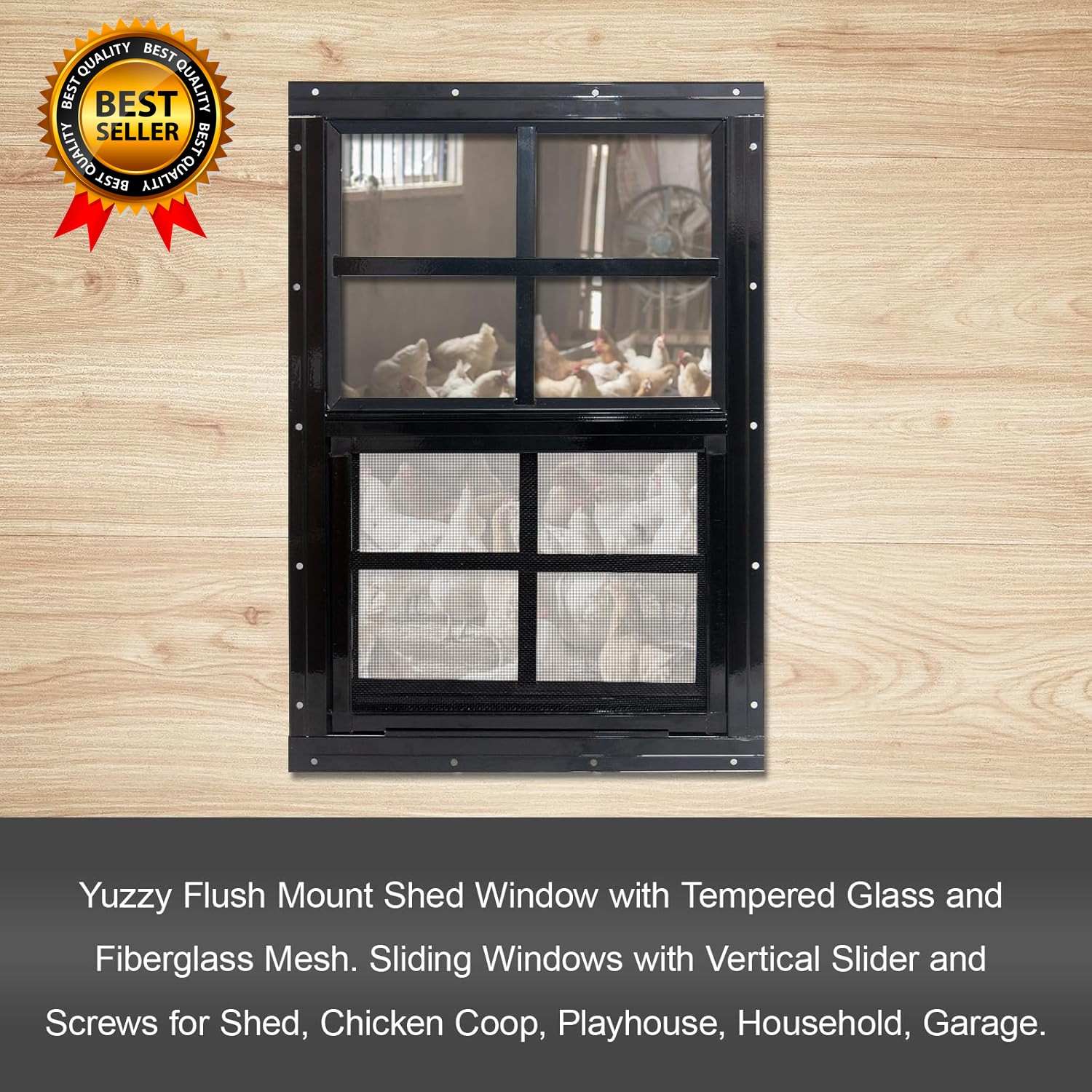24" X 36" Shed Windows with Tempered Glass and Fiberglass Screen 2 Pack Small gallery