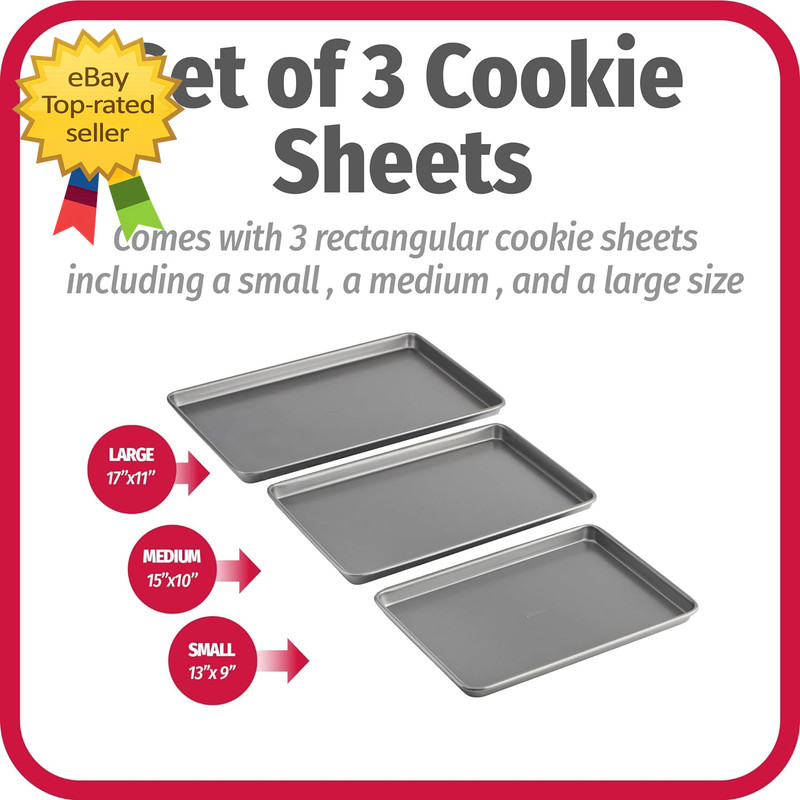 Everyday Nonstick Baking Sheet Set 3 Pack Includes One Small Medium and Large Pa gallery