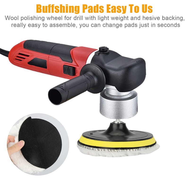 5x 6" Car Polishing Pads Buffing Wool Wheel Mop Kit Buffer Pad Polisher Washable gallery