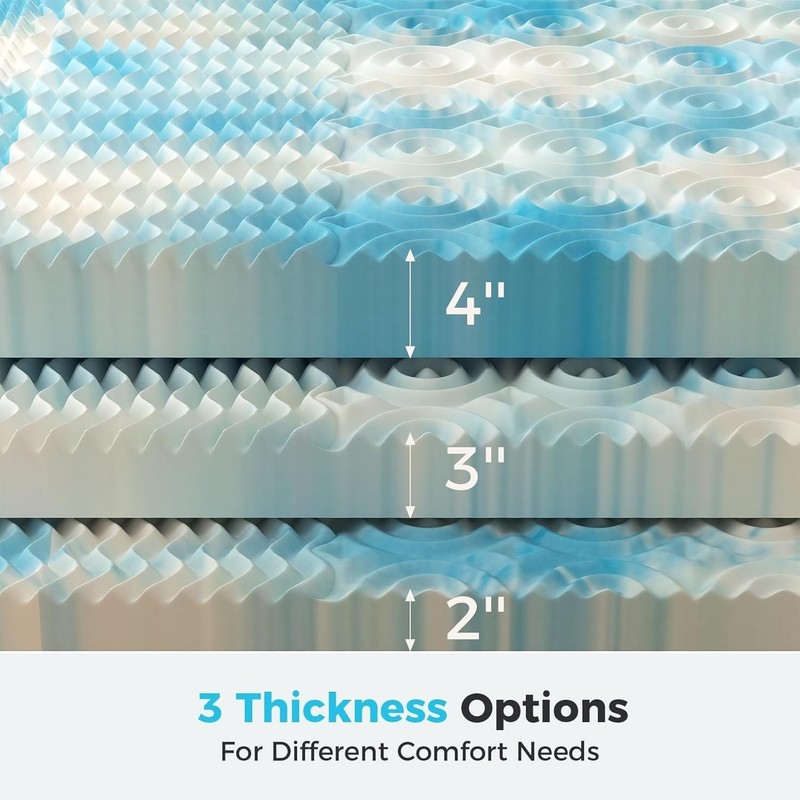 DUMOS 5-Zone Support Memory Foam Mattress Topper,Pain Relief,Cooling Gel Infused gallery