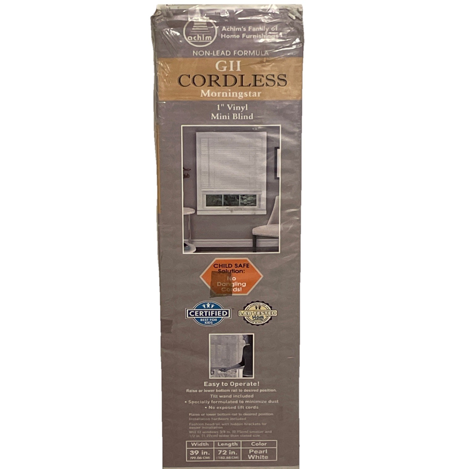 1" Vinyl Window Blinds PEARL WHITE 39x72" Cordless Morningstar Child Safe NEW gallery