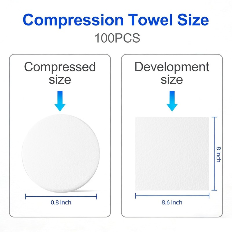100 PCS Disposable Compressed Face Towels Coin Tissue Travel Camping gallery