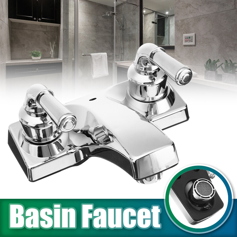 Universal Chrome Plastic Basin Sink Faucet Lavatory 2 Handles Vanity Mixer Tap gallery