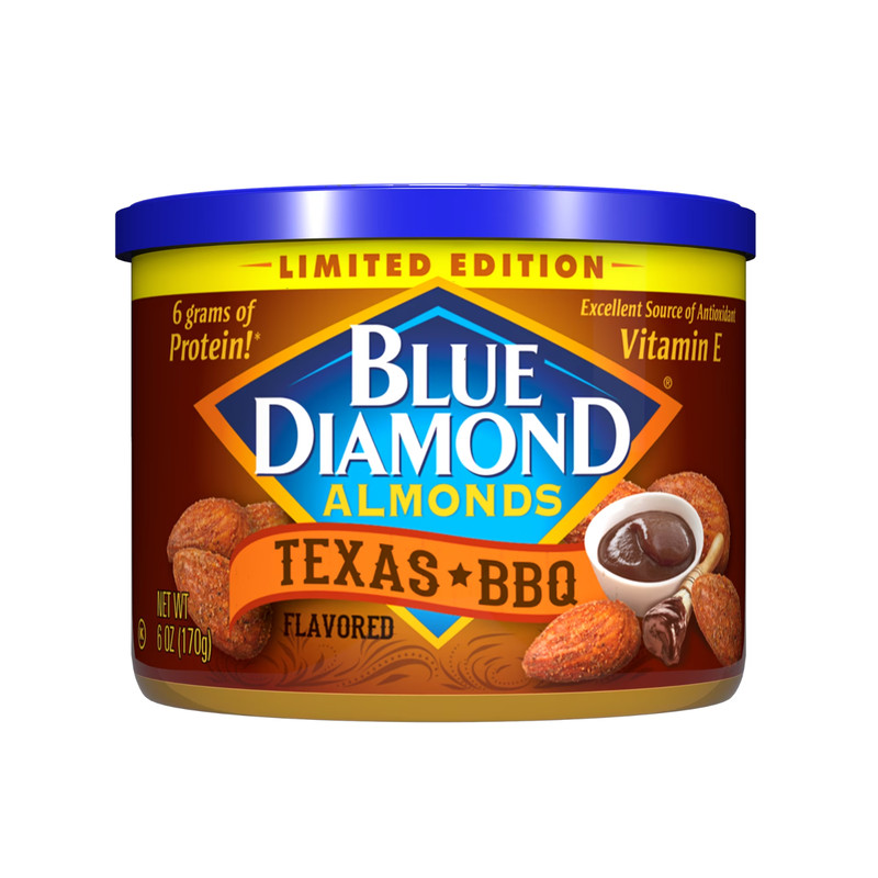 3 Pack Blue Diamond Almonds Texas BBQ Flavored Whole Roasted Snack Nuts 5 Oz Can gallery