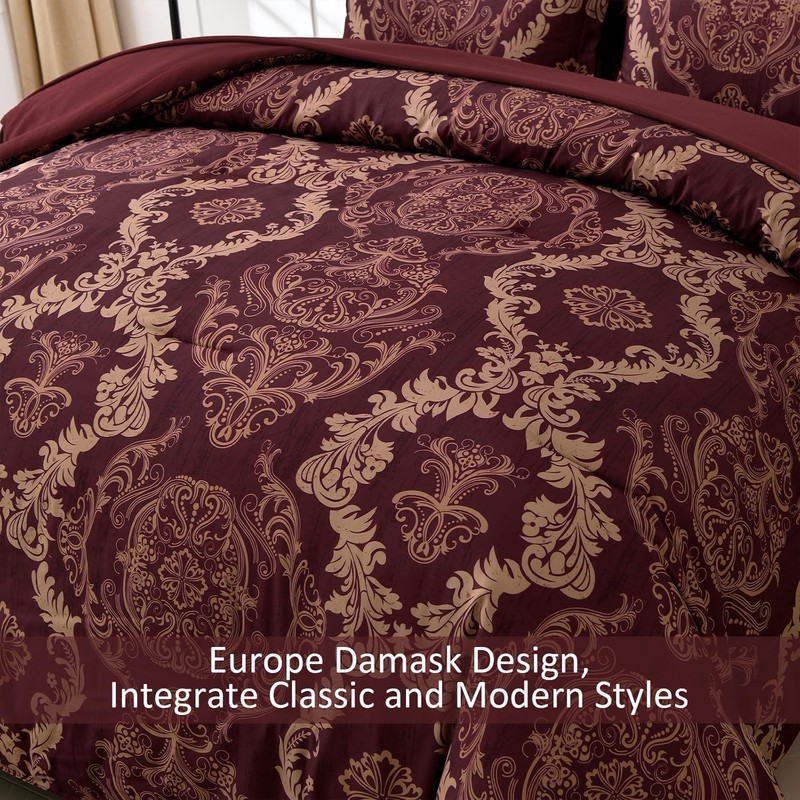 Damask Floral Comforter Set 7 Pieces Bed in a Bag Lightweight Microfiber Bedding gallery