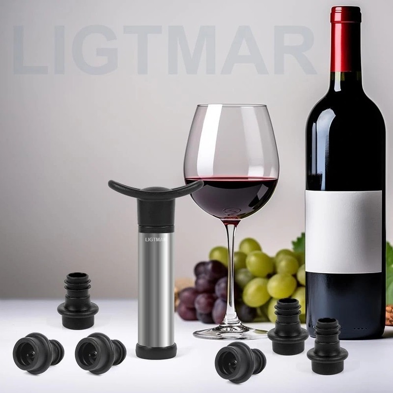 Wine Saver Pump with 6 Vacuum Wine Stoppers, Wine Bottle Preserver Keep Wine ... gallery