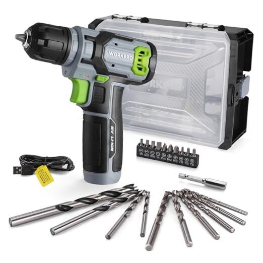 Power Drill Set with Stackable Tool Box, 8V Cordless Drill Driver 21PCS Grey