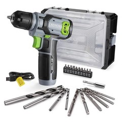 Power Drill Set with Stackable Tool Box, 8V Cordless Drill Driver 21PCS Grey