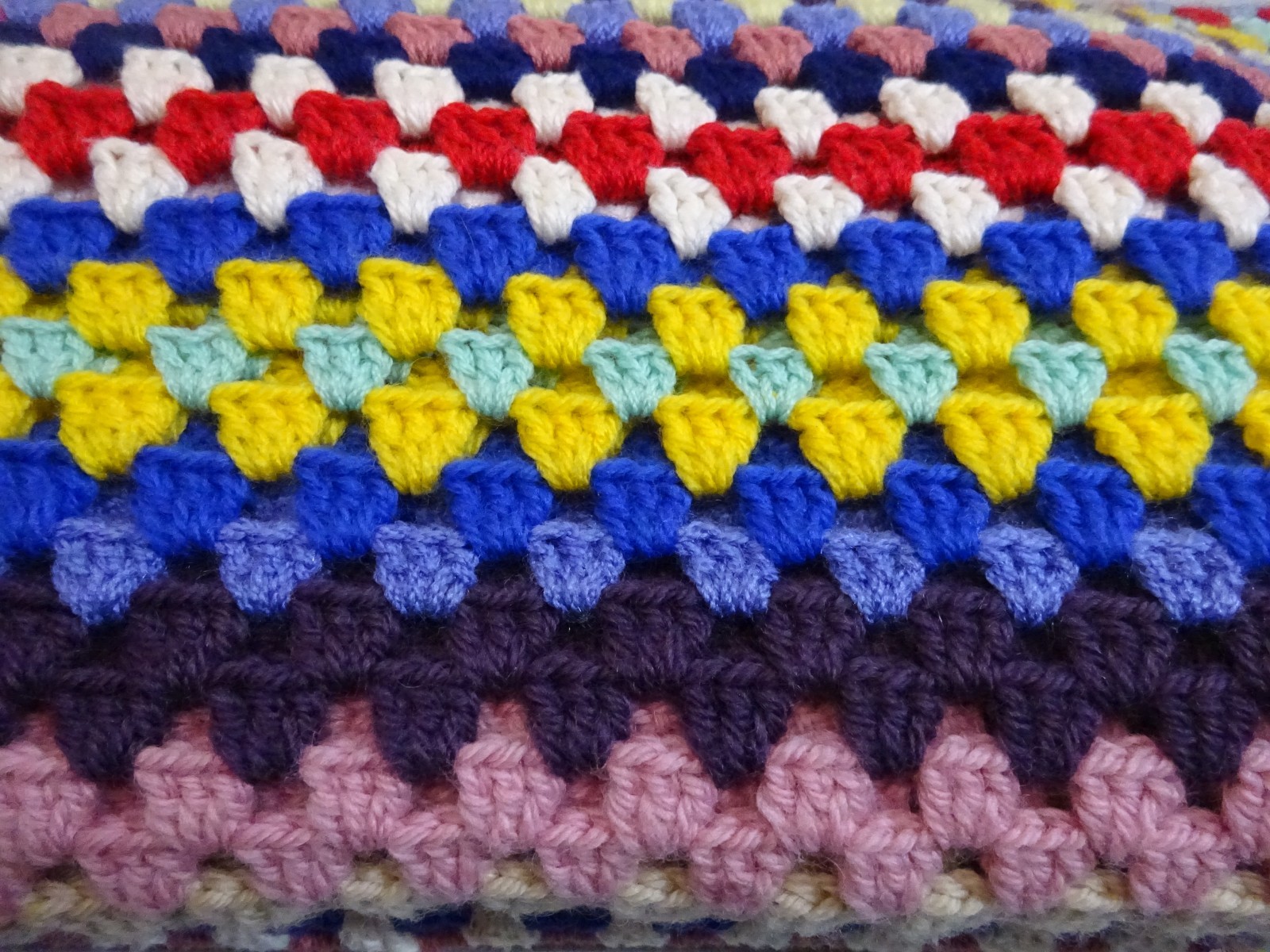 Hand Crocheted Multi-Coloured Rectangular Granny Throw Rug Blanket 185cm x 102cm gallery