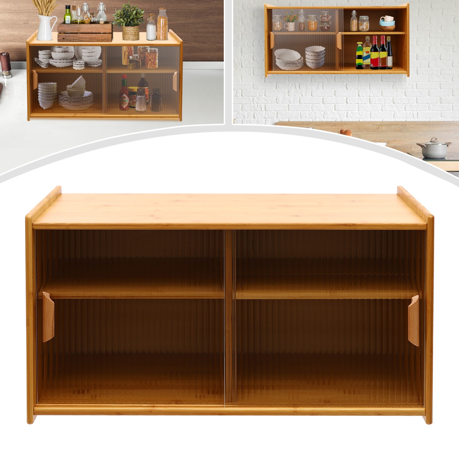 30.3" Kitchen Pantry Cabinet with Doors Wall Mounted, Countertop Cupboard 2-Tier gallery