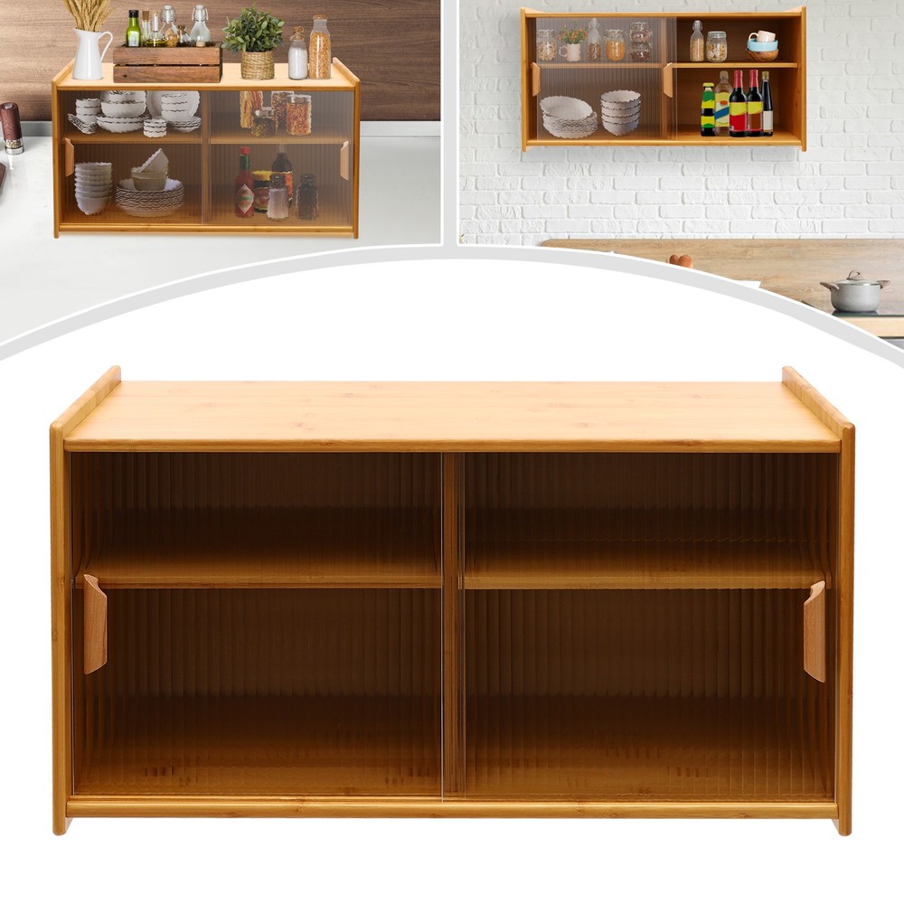 30.3" Kitchen Pantry Cabinet with Doors Wall Mounted, Countertop Cupboard 2-Tier
