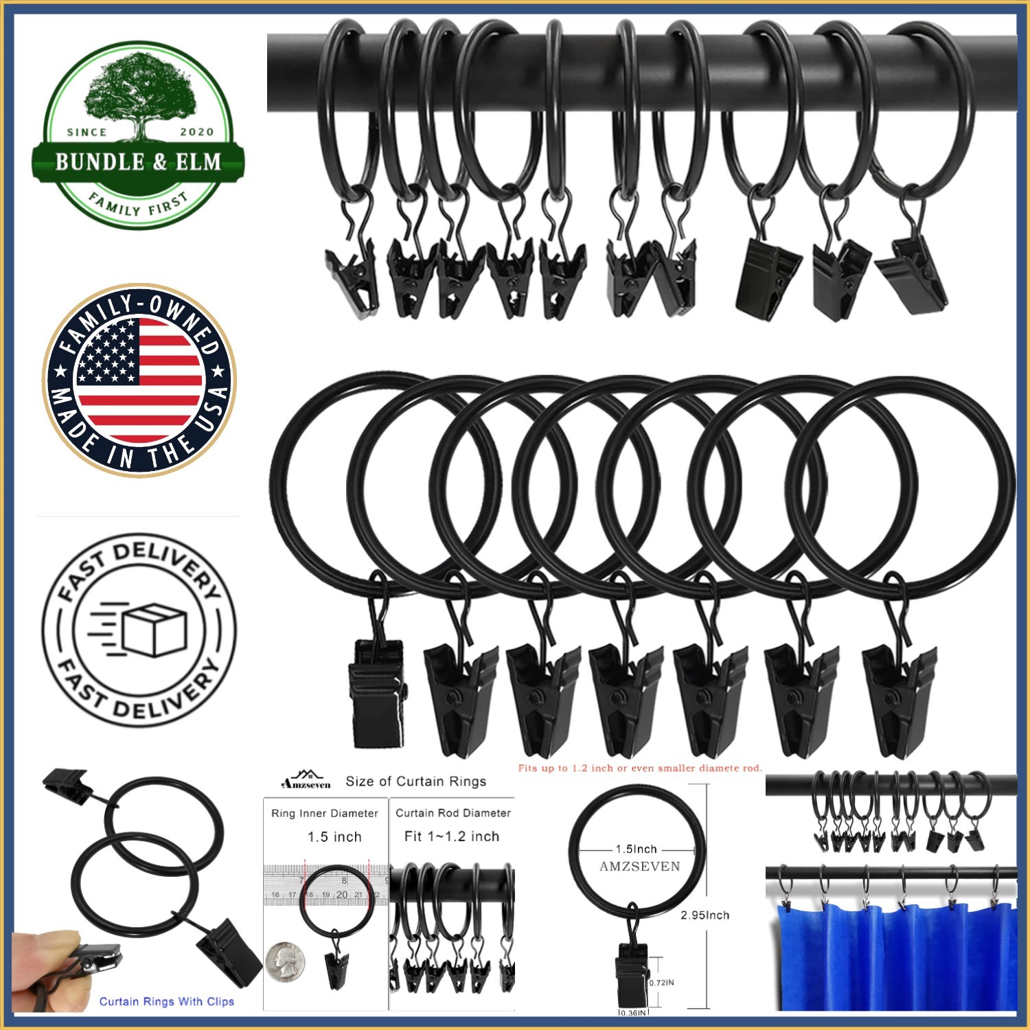 Metal Curtain Rings with Strong Clips, Ideal for Home and Commercial Use gallery