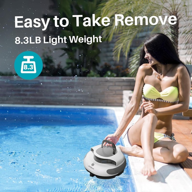 POOLPURE 1000 Sq. Ft Robotic Pool Cleaner w/ Dual 30W Motors, 100 Min Runtime gallery