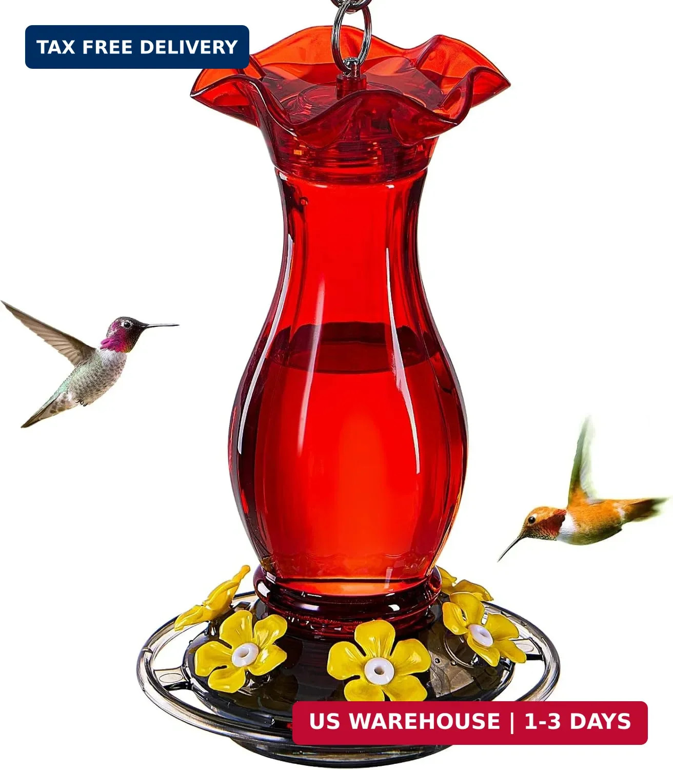 Hummingbird Feeder for Outdoors Hanging,18 OZ Humming Birds Feeders with 6 Bee gallery