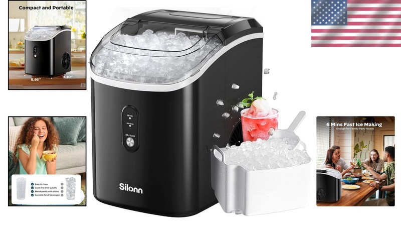 Nugget Ice Maker Countertop with Self-Cleaning - Produces 33lbs Daily, Black gallery