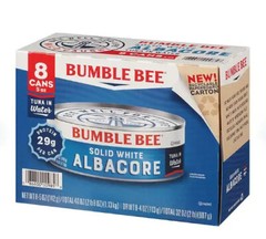 (Pack of 8) Bumble Bee Solid White Albacore Tuna in Water, 5 oz cans,29g Protein