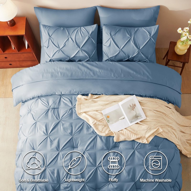 CozyLux King Size Comforter Set Grayish Blue, 7 Pieces King, Blue gallery