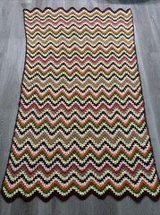 Vintage Crochet Chevron Zig Zag Pattern Throw Blanket Afghan 69″x45″
