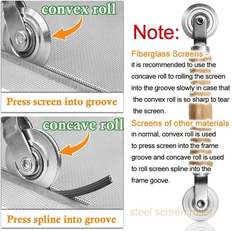3-in-1 Screen Repair Kit Roller Tool Steel Wheel32ft Spline Hook for Door Window gallery
