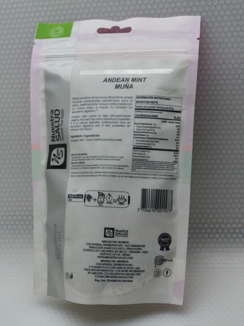 Nuestra Salud Andean Mint Muña Leaves from Peru 100% Natural 50g/ 1.76oz Choos gallery