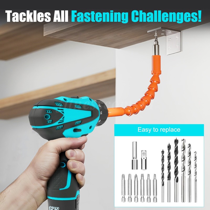 Cordless Brushless Impact Driver Hammer Drill Combo Kit with 2 Battery&Charger gallery