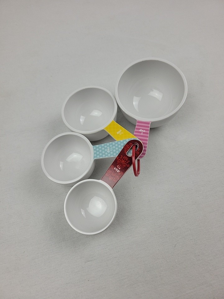 4 Piece Color Coded Measuring Cup Set plastic stackable ring 1/4, 1/3, 1/2 1 cup gallery
