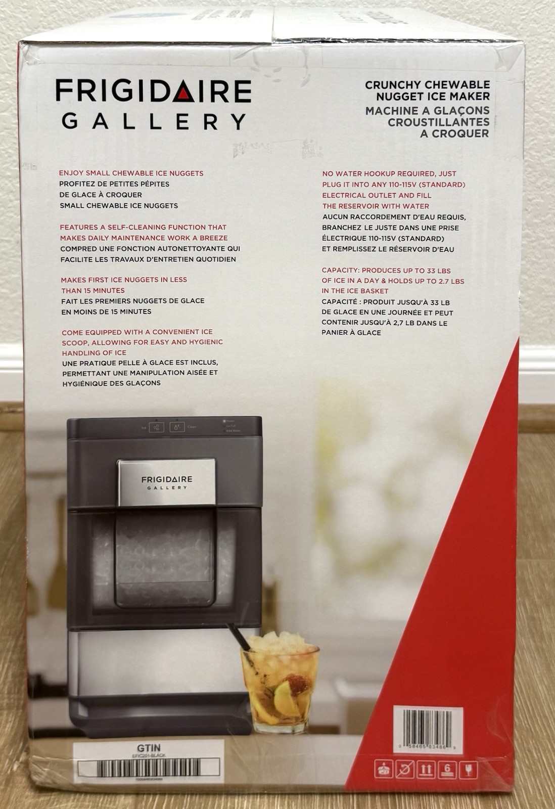 FRIGIDAIRE GALLERY 33 Lb Countertop Nugget Ice Maker EFIC201-Black Touch Control gallery