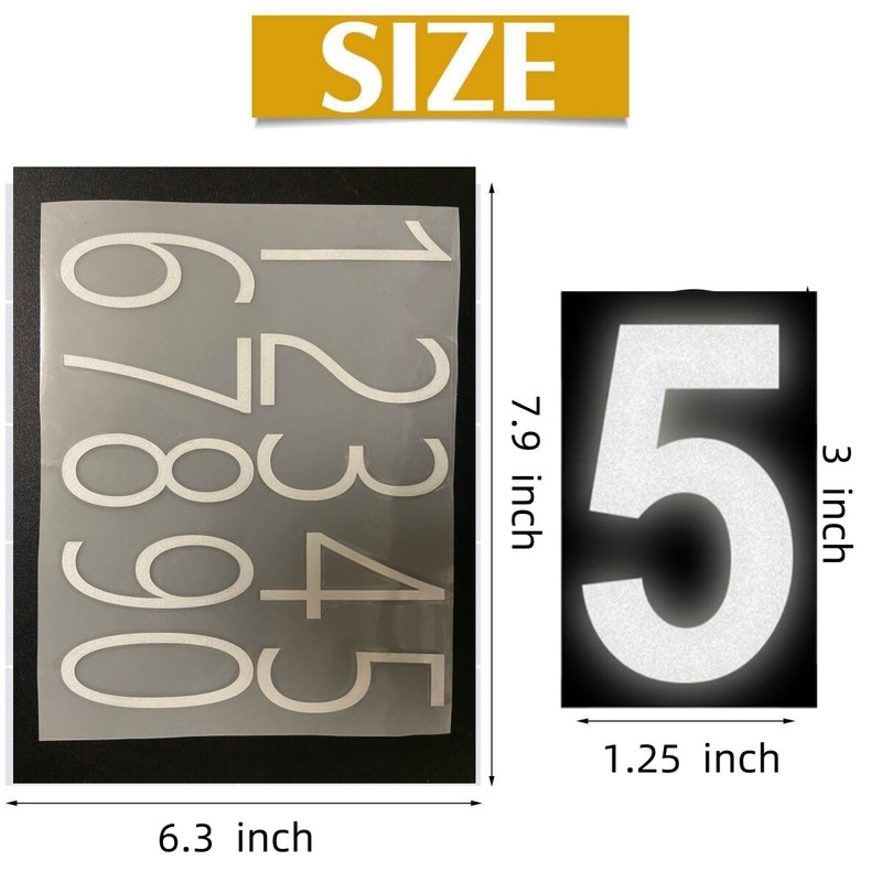 Reflective Custom Mailbox Numbers Vinyl Decals Stickers Waterproof 4 inch 3 inch gallery
