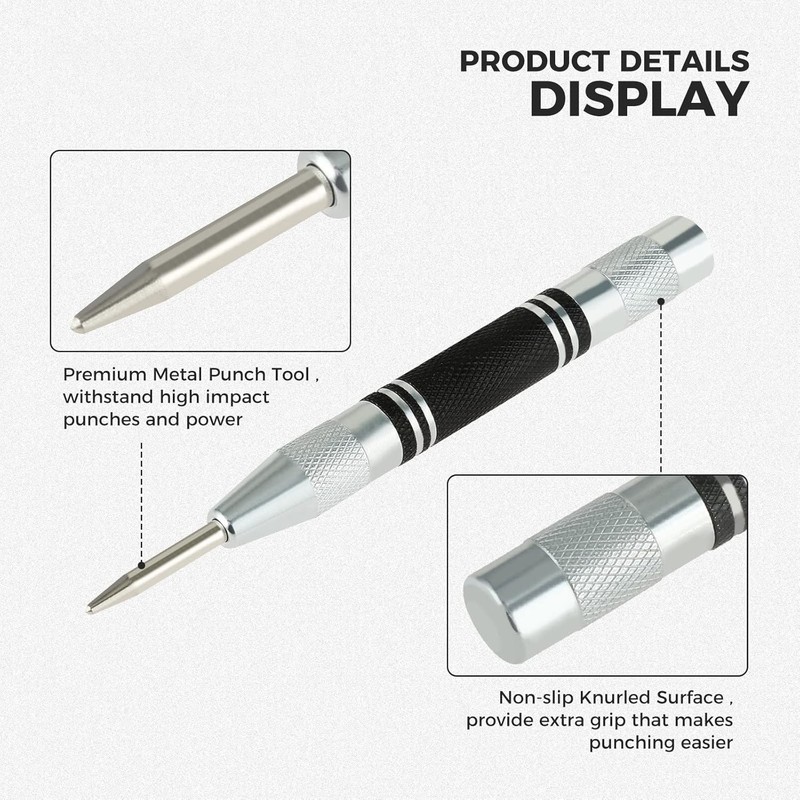 3pcs Automatic Center Punch Adjustable Spring-Loaded Metal Drill Tool Hole Punch gallery