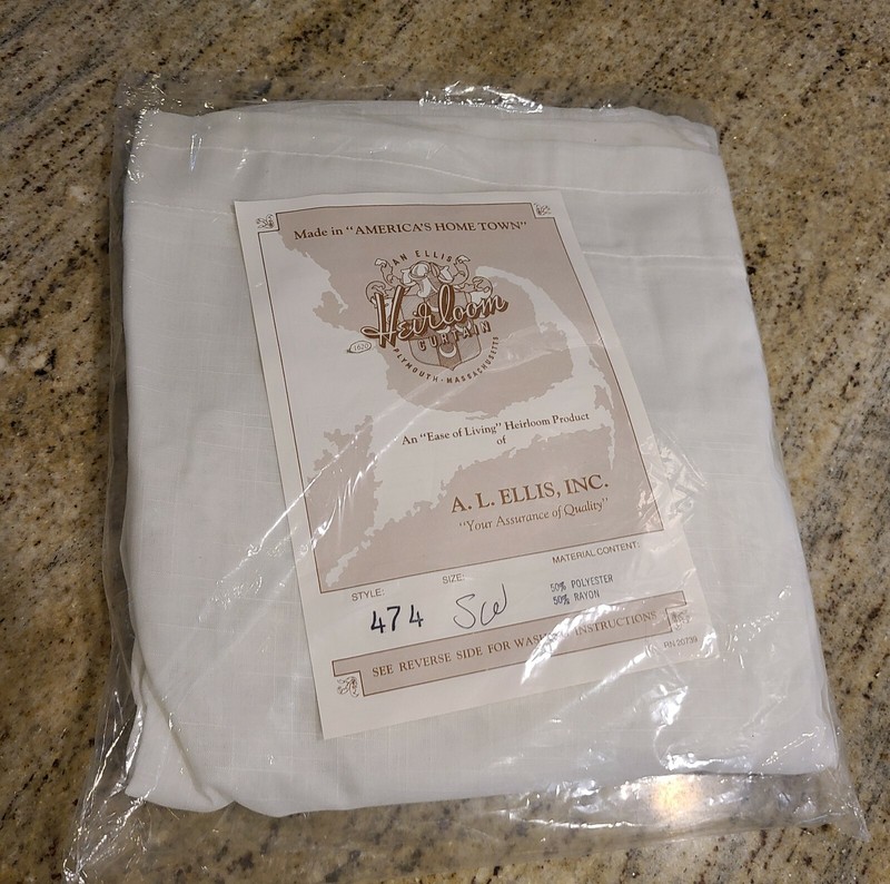 Ellis Curtain Co. #474 Solid Ruffled Swag 45x35" Each. Sheer Textured White gallery