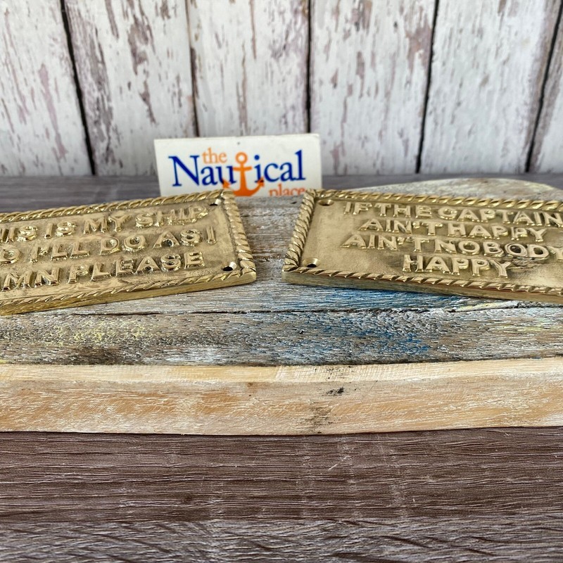 Solid Brass Nautical Signs, This Is My Ship, Captain Ain't Happy, Nautical Decor gallery