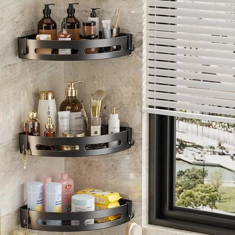 3PC Shower Caddy Bathroom Suction Shelf Storage Shampoo Soap Holder No Drill gallery