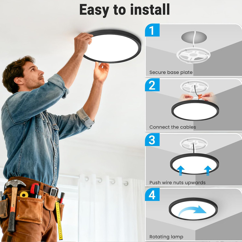 LED Flush Mount Ceiling Light,7Inch 15W,3000K/3500K/4000K/5000K/6500K 5 Color Te gallery