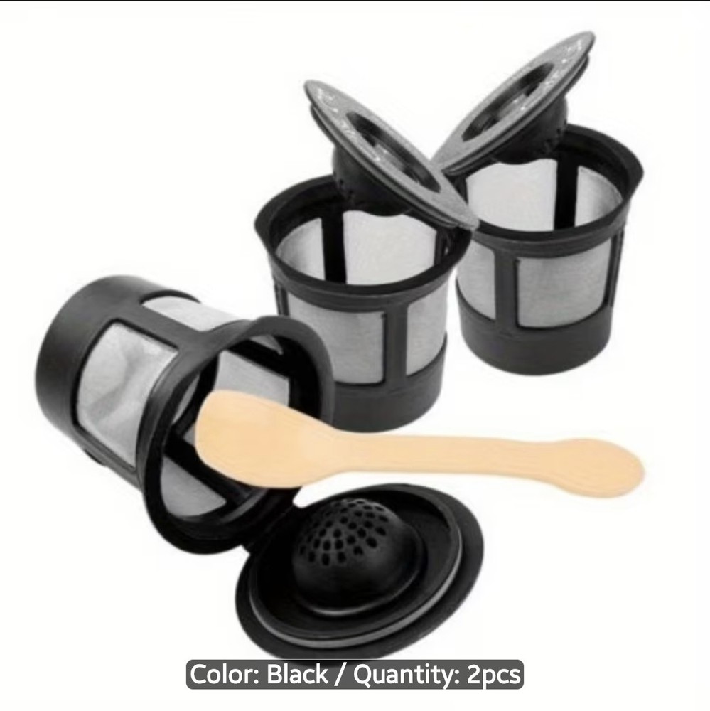 Reusable Coffee Filter Pods/Capsules Cups, Black 2-Pack For Keuring Nespresso