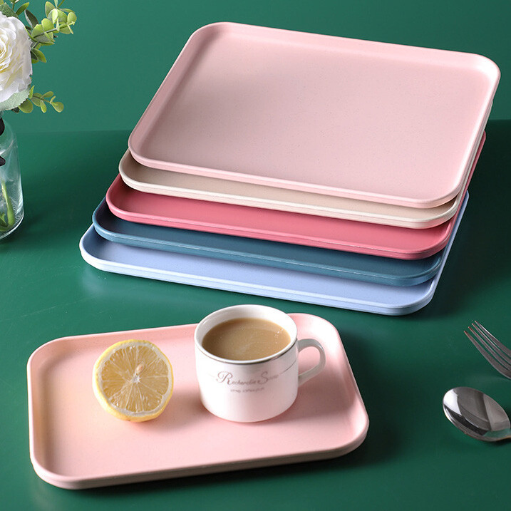 Eco-friendly Rectangular Tray Plastic Storage Wheat Straw Tray Restaurant gallery