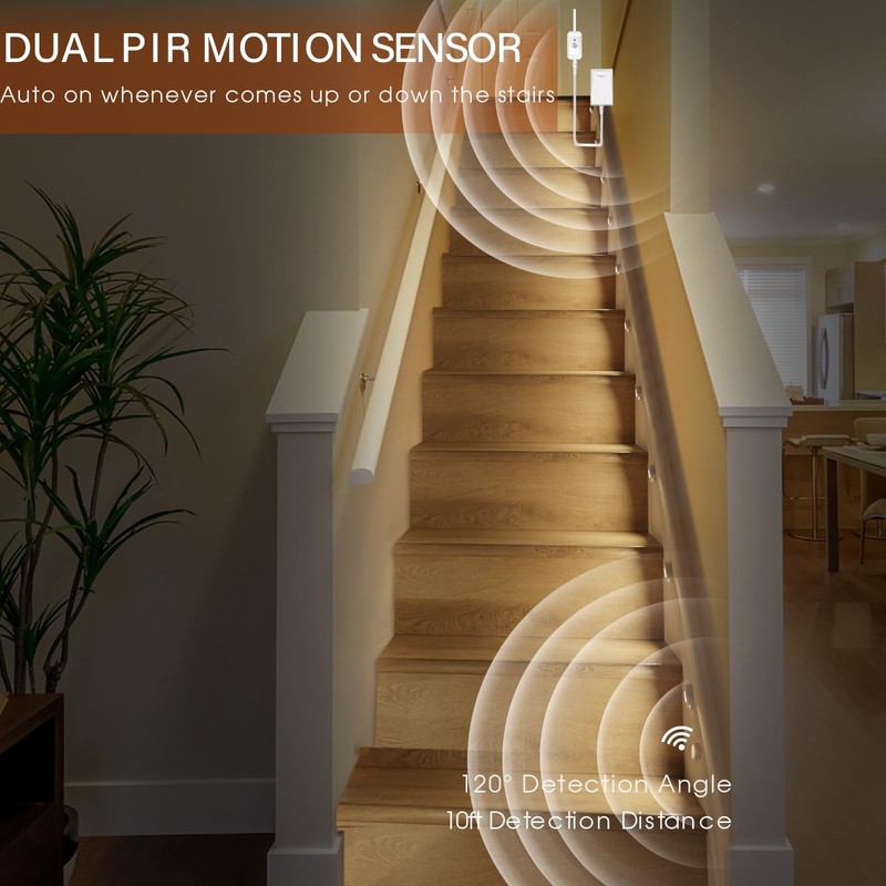 Plug-in Dual Motion Sensor Stair Lights Indoor, Stairway Hallway Light with C... gallery