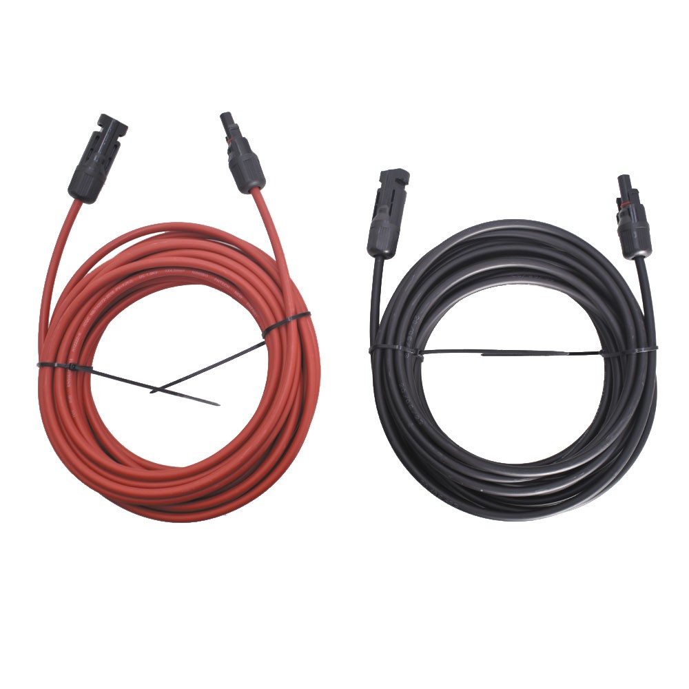 20ft Black+Red Solar Panel Extension Cable Wire Connector 1 Pair 4mm²/12AWG New gallery